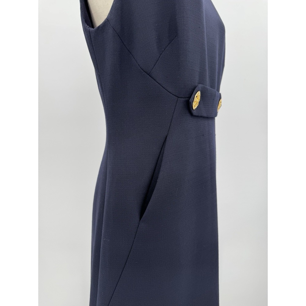 Tory Burch Women Brynn Navy Sleeveless Ponte Wool Blend Dress Size 8 Old Money - Picture 6 of 12